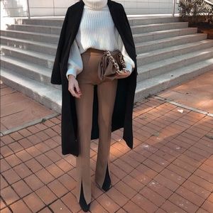 Zara Pants Jumpsuits Zara Tan Ottoman Split Hem Leggings